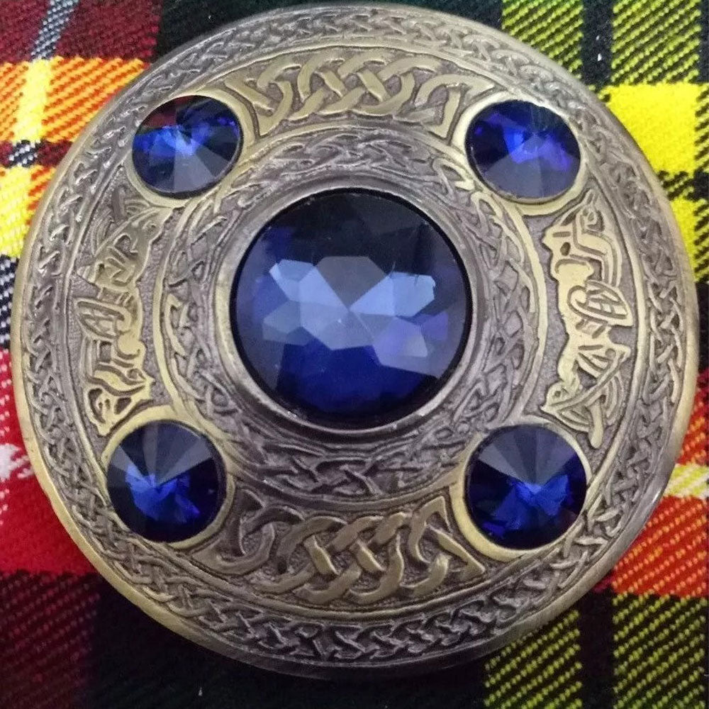 Kilt Fly Plaid Brooch Blue Stone image 0