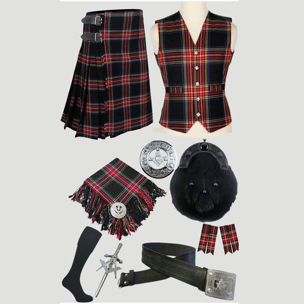 Black Stewart Tartan Kilt Package image 0