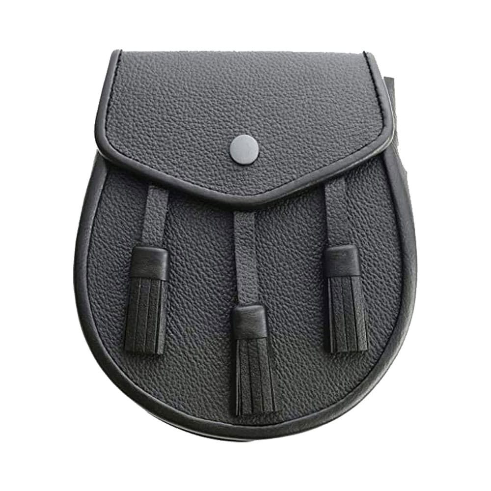 Scottish Three Tassel Leather Sporran With Free Chain Belt image 0