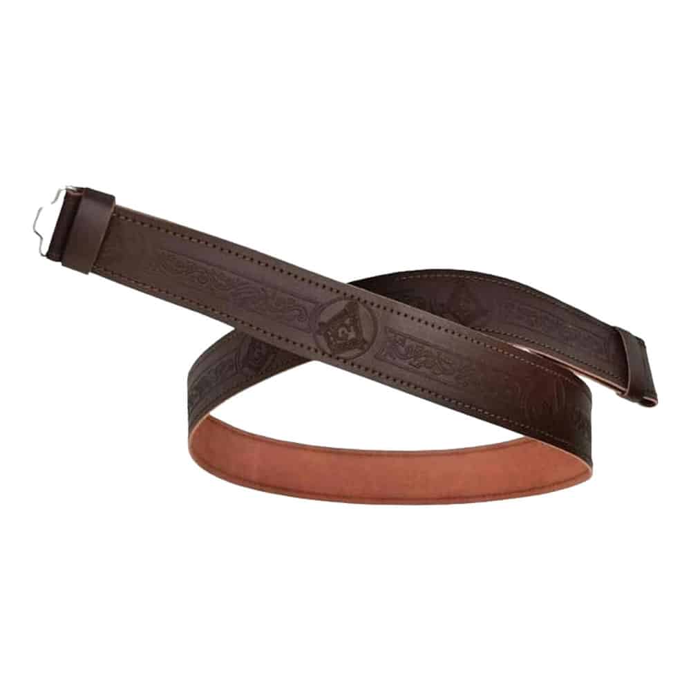 Embossed Genuine Leather Brown Kilt Belt with Celtic Buckle image 0