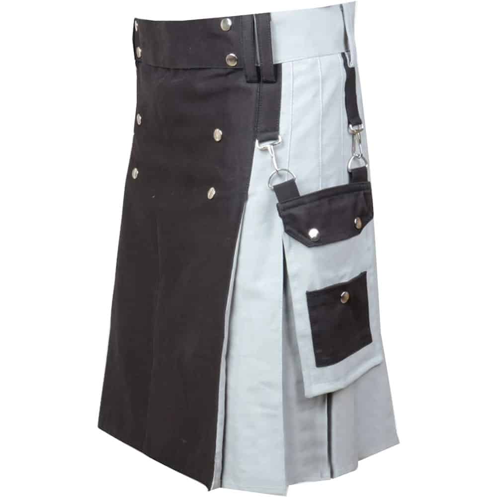 Scottish Black And Gray Cotton Kilt image 1