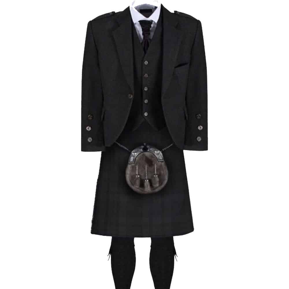 Black Isle Dark Grey Tweed Jacket Kilt Outfit image 0
