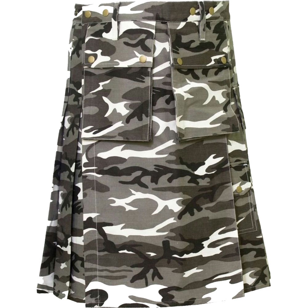 Urban Snow Camouflage Canvas Tactical Kilt image 0