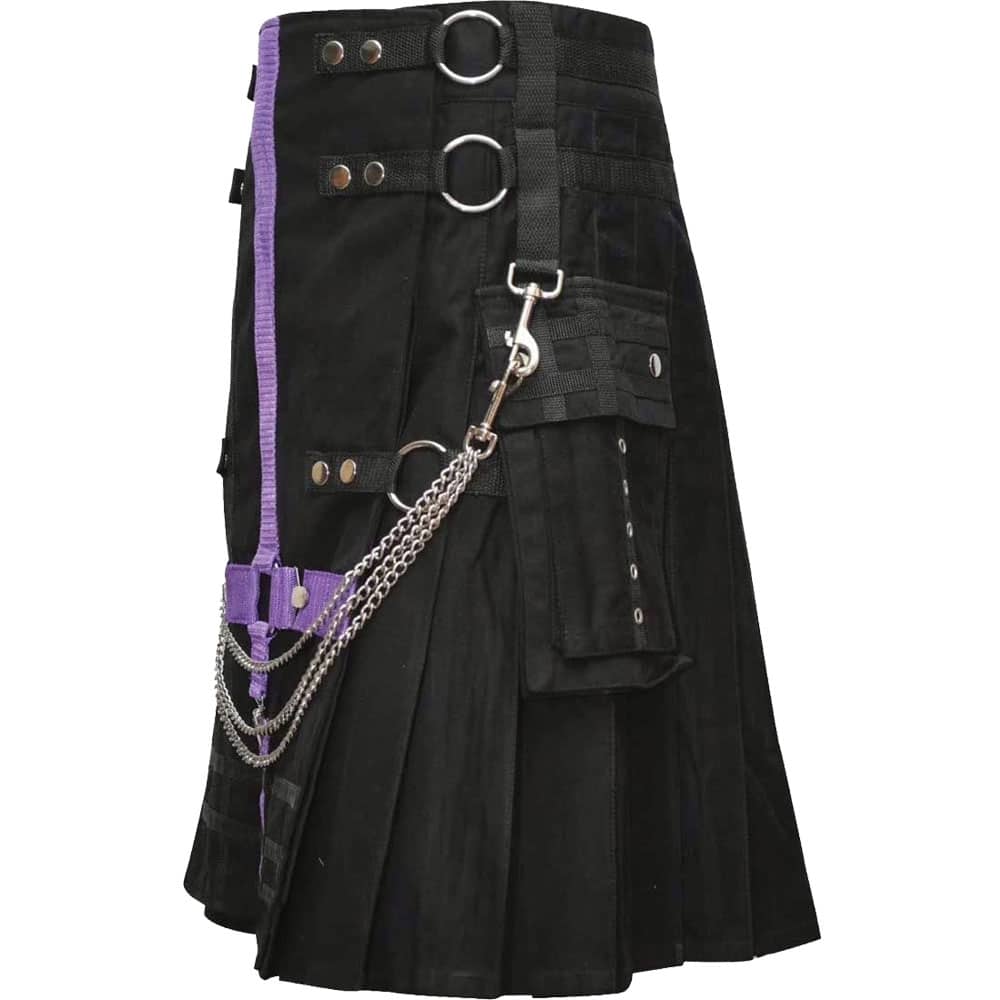 Men Fashion Black Wedding Utility Kilt image 0