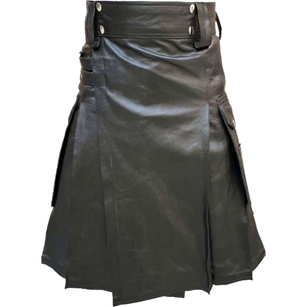Black Leather Fashion Kilt image 0
