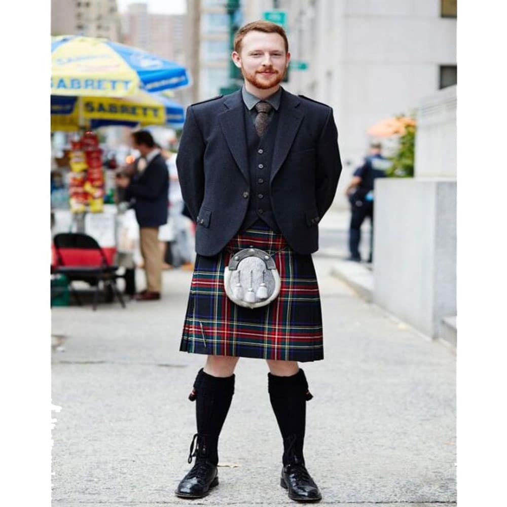 Black Stewart Tartan Argyll Kilt Outfit image 0