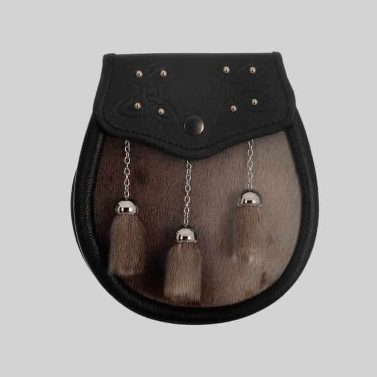 Semi Dress Natural Sealskin Studded Celtic Embossed Sporran image 0