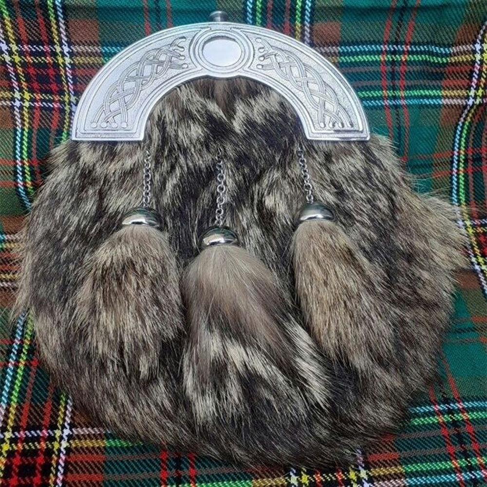 Fox Fur Celtic Cantle Full Dress Kilt Sporran image 0
