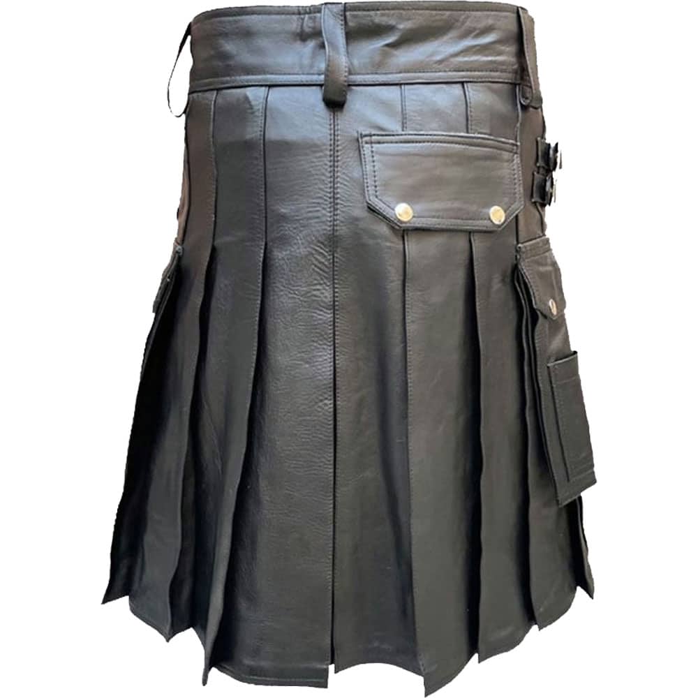 Black Leather Fashion Kilt image 1