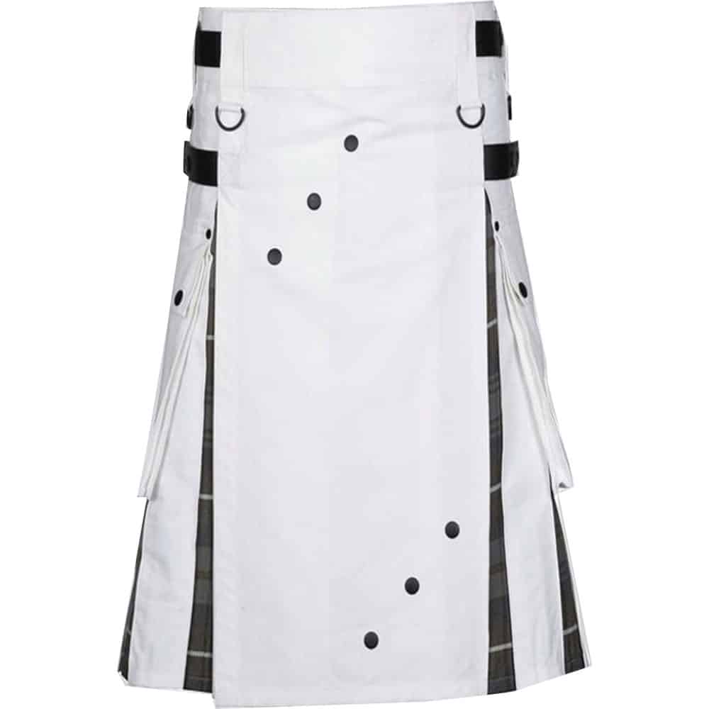 Men's White Cotton Hybrid Kilt image 0