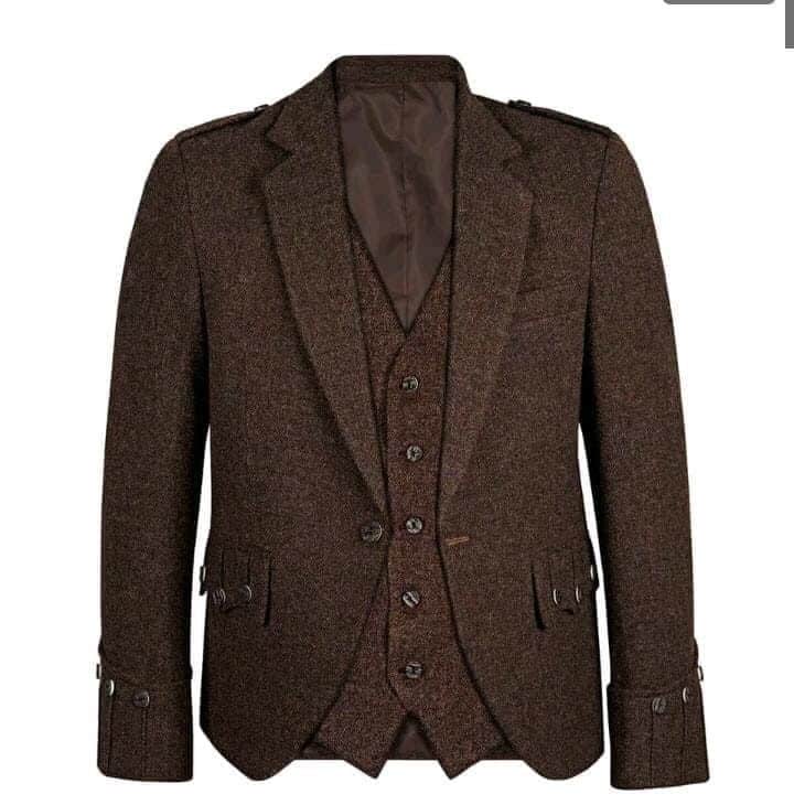 Scottish Dark Brown Tweed Argyll Kilt Jacket image 0