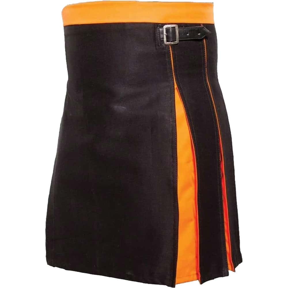 Box Pleated Modern Black And Orange Kilt image 0