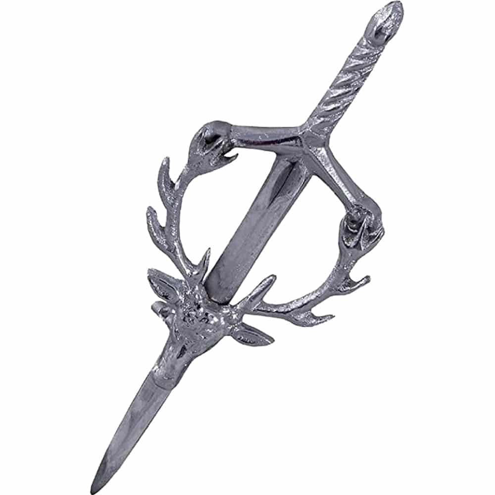 Chrome Stag Head Kilt Pin image 0
