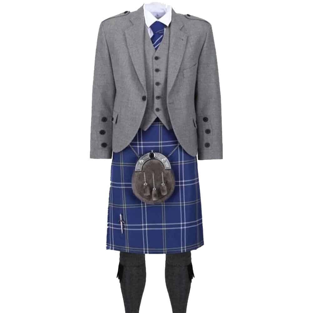 Light Grey Tweed Jacket Kilt Outfit image 0