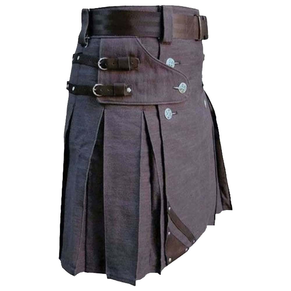 Heavy Duty Denim and Leather Kilt image 0