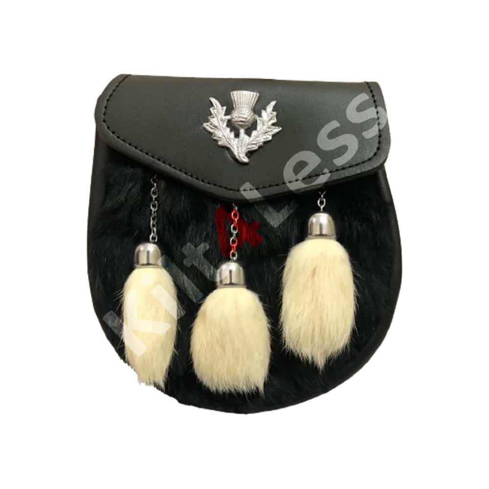 Black White Rabbit Thistle Sporran image 0