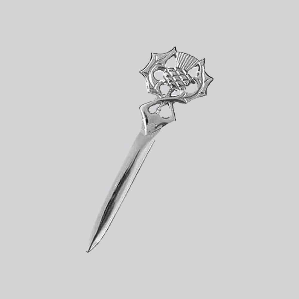 Scottish Thistle Kilt Pin with Chrome Finish image 0