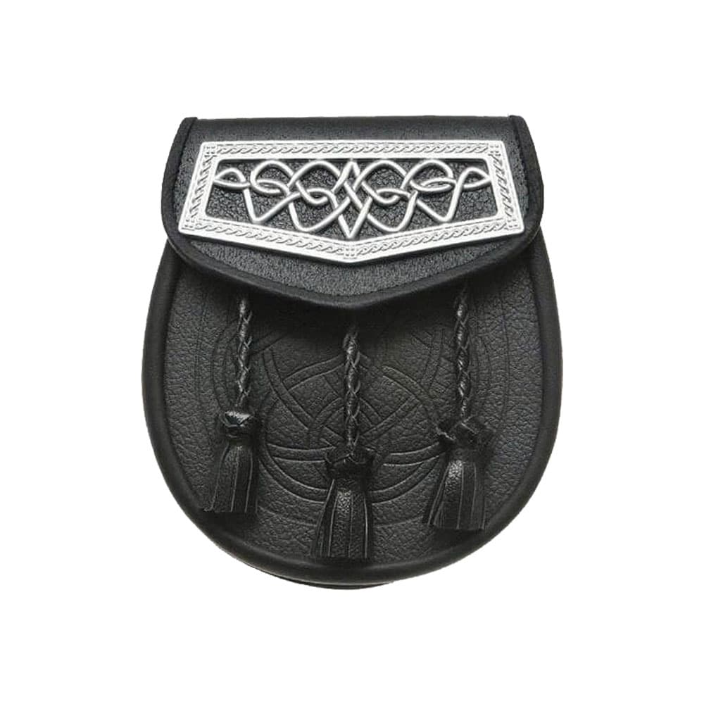 Black Leather Celtic Interweave Plate Sporran image 0
