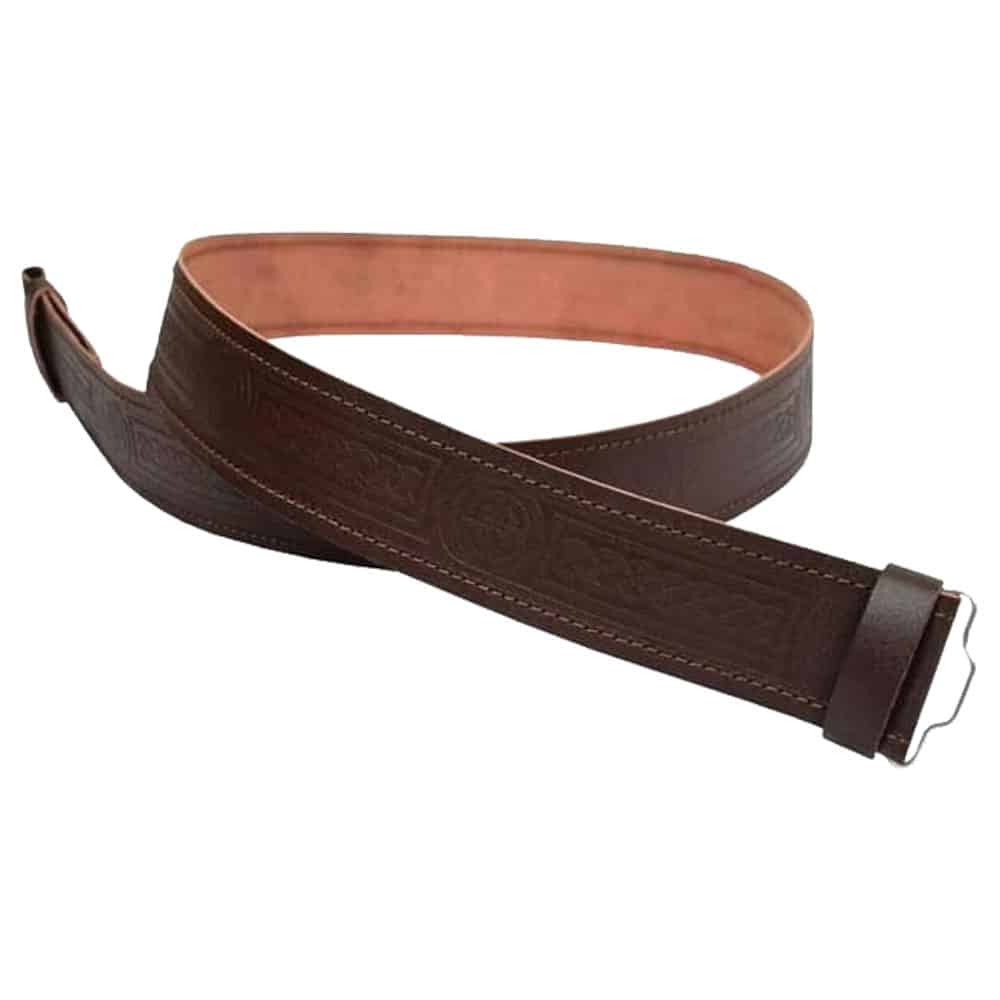 Brown Scottish Traditional Kilt Belt with Celtic Buckle image 0