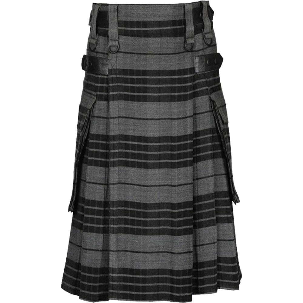 Grey Watch Tartan Utility Kilt with Cargo Pockets image 0