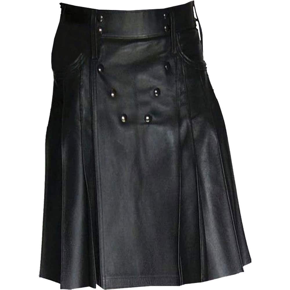 Real Leather Pleated Kilt Clubwear Utility Kilt image 0