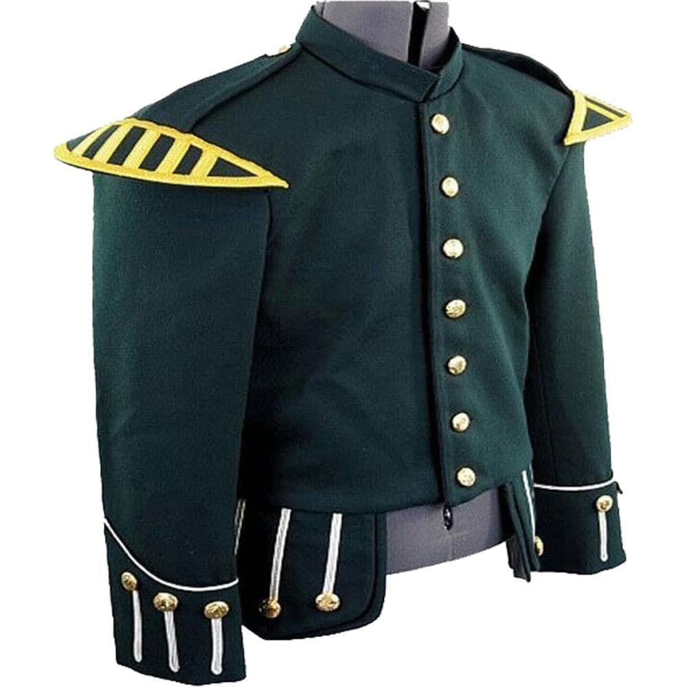 Green Military Piper Drummer Doublet Tunic Jacket Scottish Marching Band jackets image 0