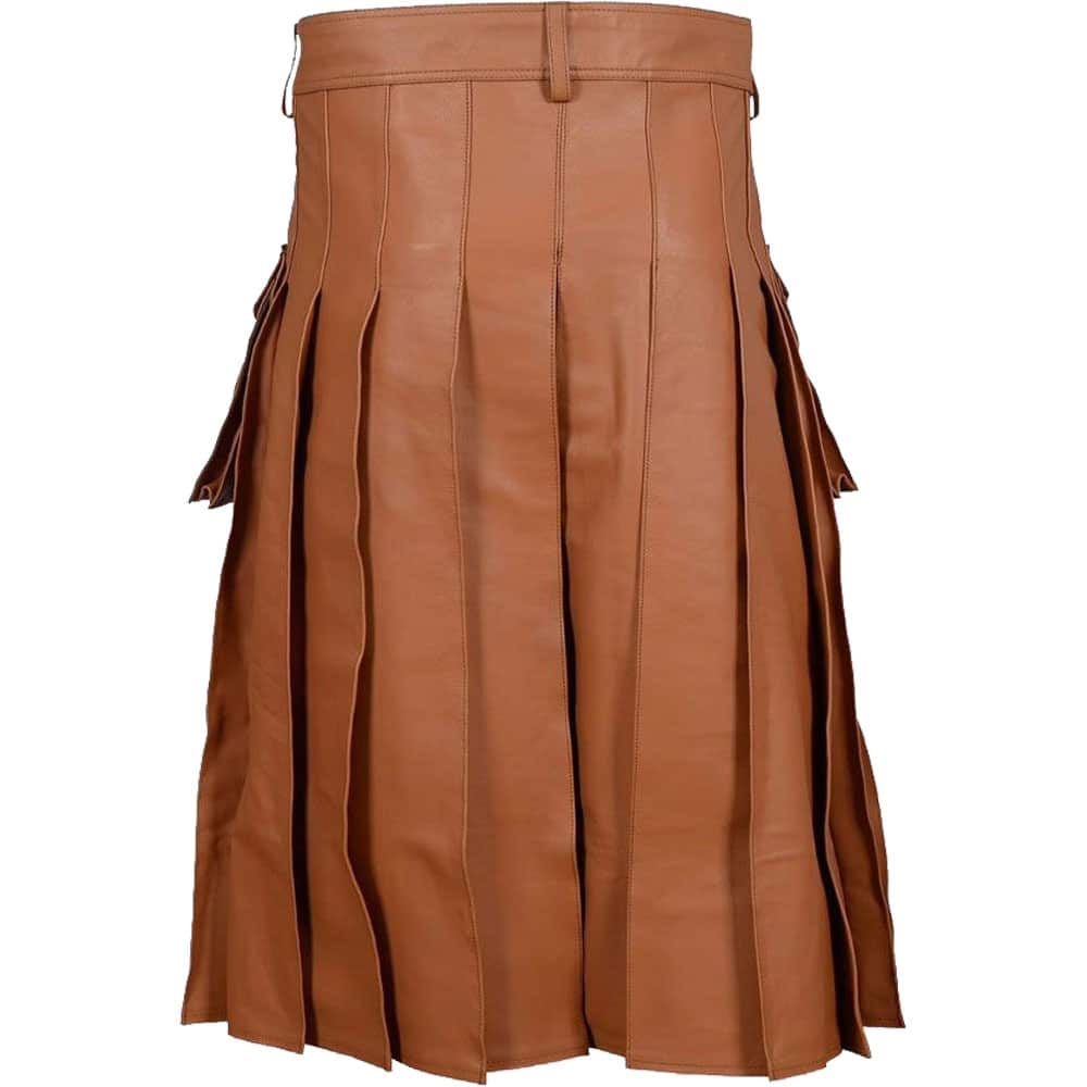 Brown Leather Utility Kilt For Men image 1