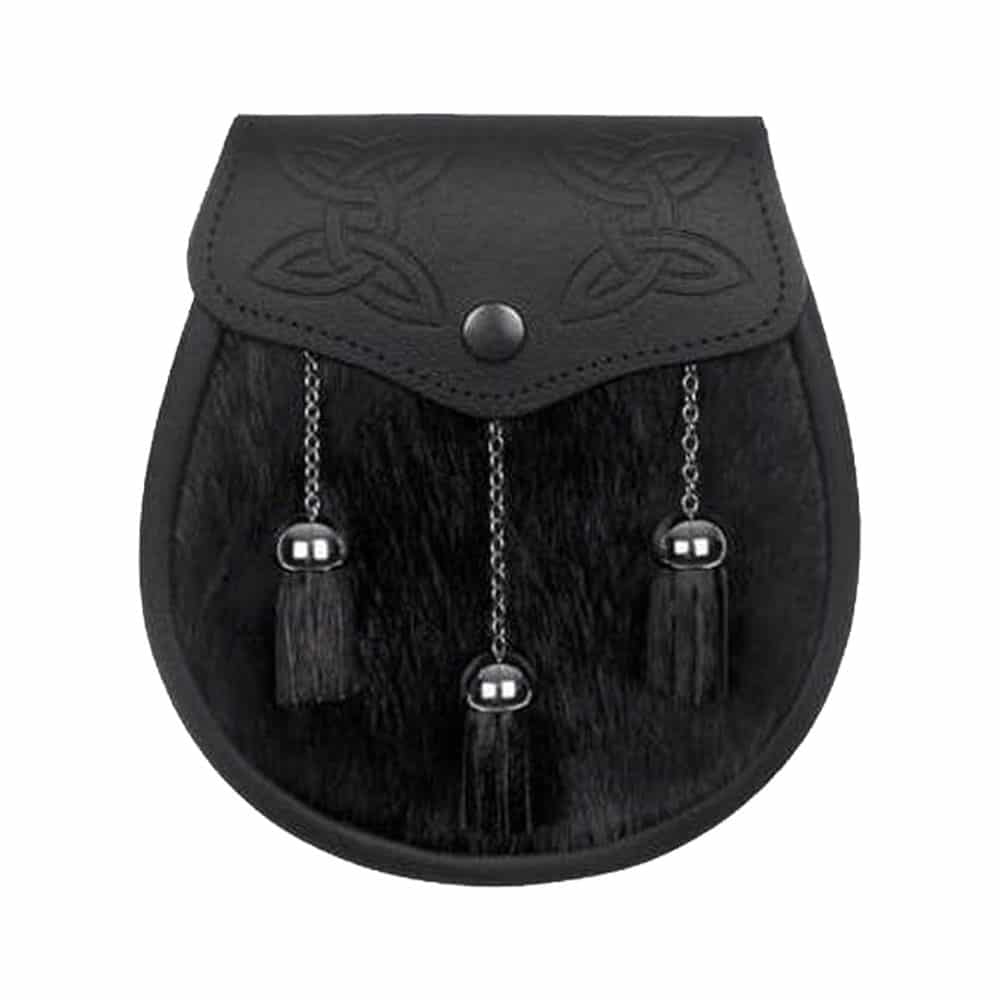 Semi Dress Black Calfskin Celtic Embossed Sporran image 0
