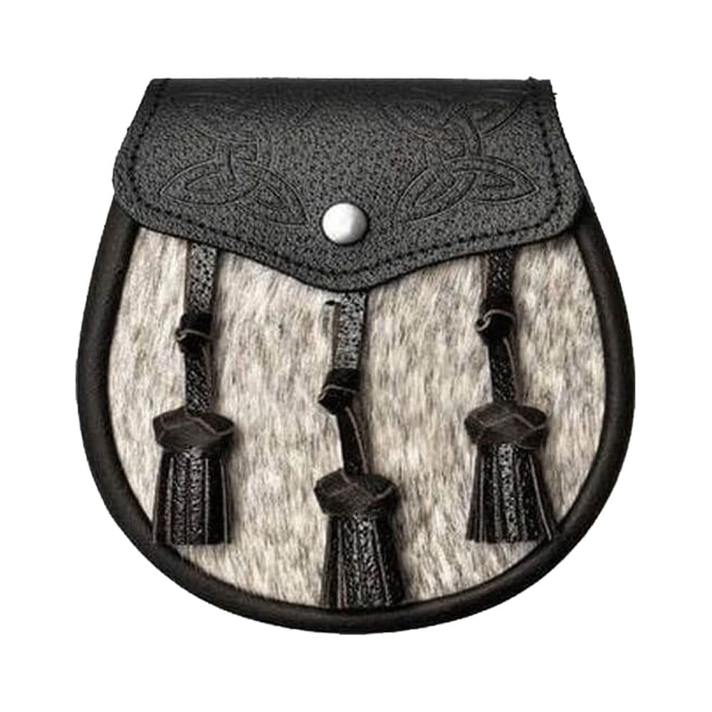 Semi Dress Natural Calfskin Dark Brown Celtic Embossed Sporran image 0