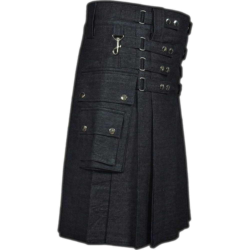 Black Denim Kilt For Women image 1