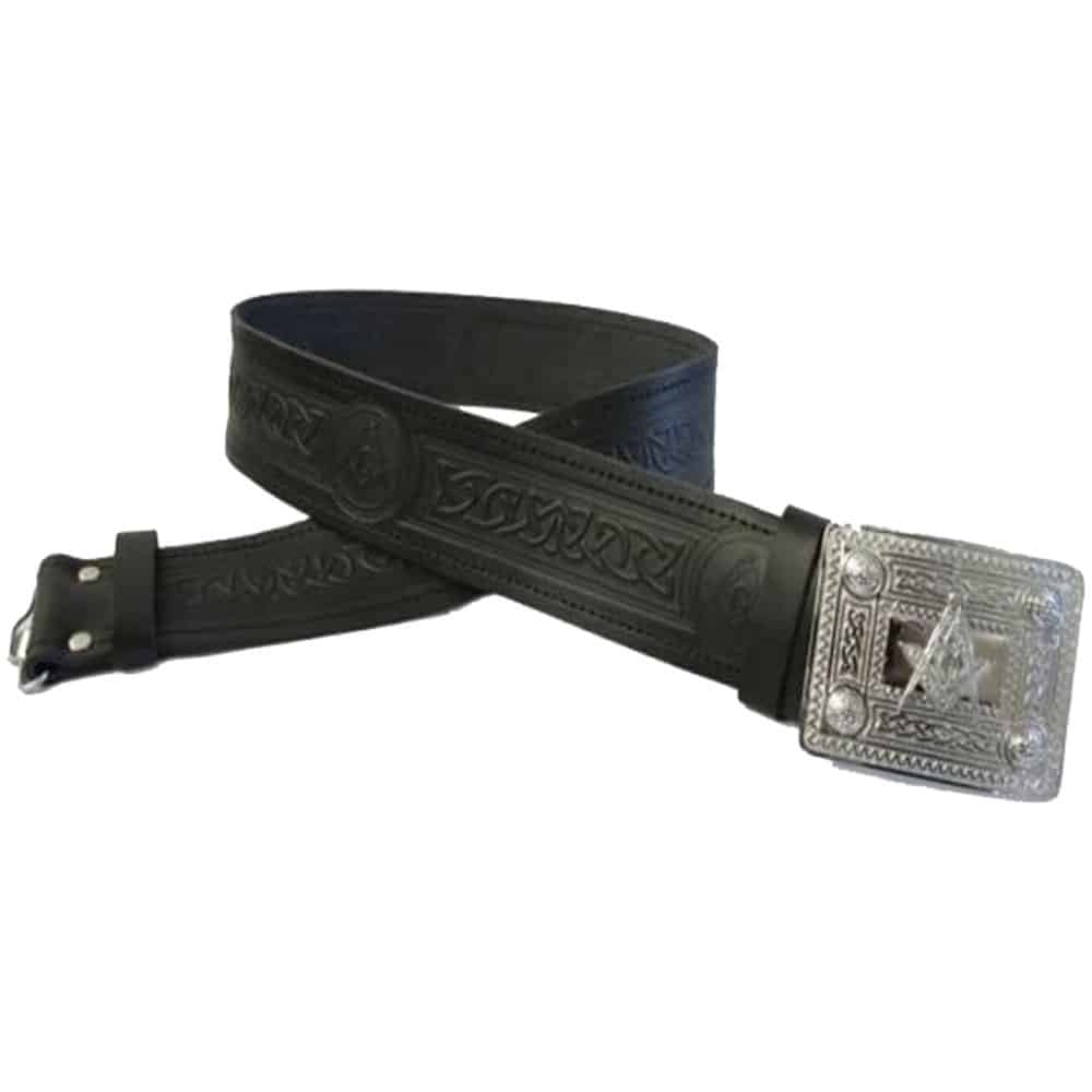 Black Leather Adjustable Kilt Belt with Celtic Buckle image 0