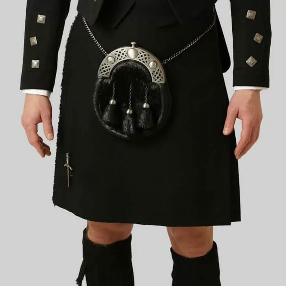 Solid Black Tartan Kilt image 0