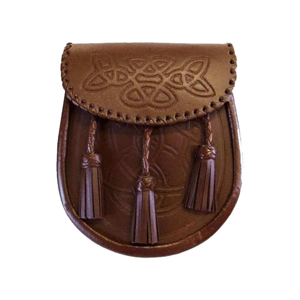 Brown Celtic Embossed Leather Sporran image 0