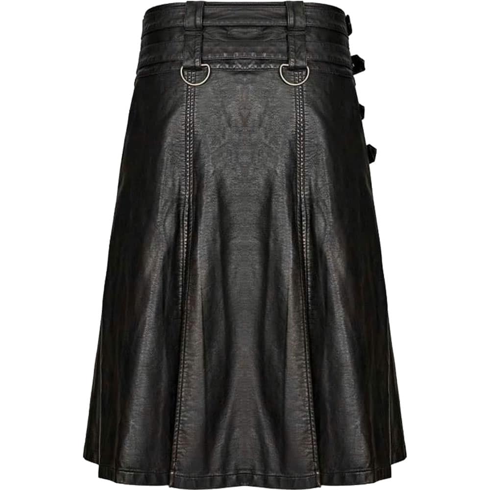 Cowhide Black Leather Gothic Kilt image 1