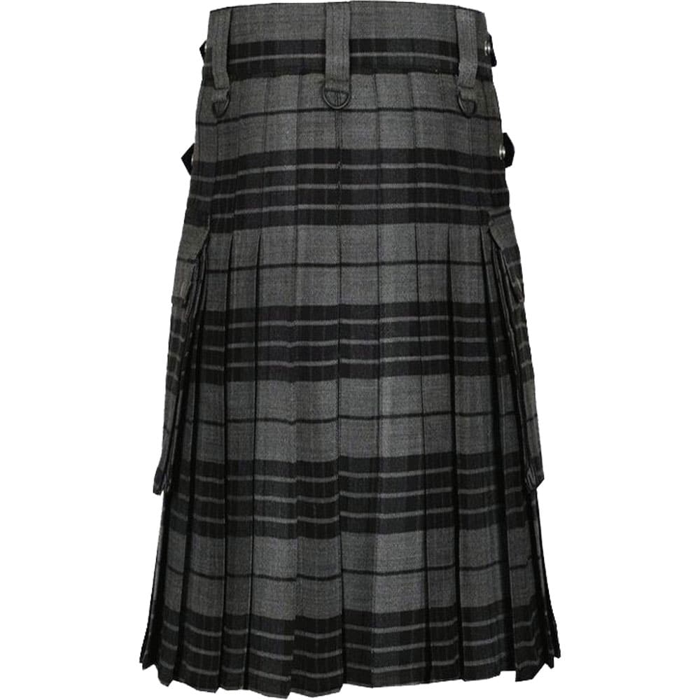 Grey Watch Tartan Utility Kilt with Cargo Pockets image 1