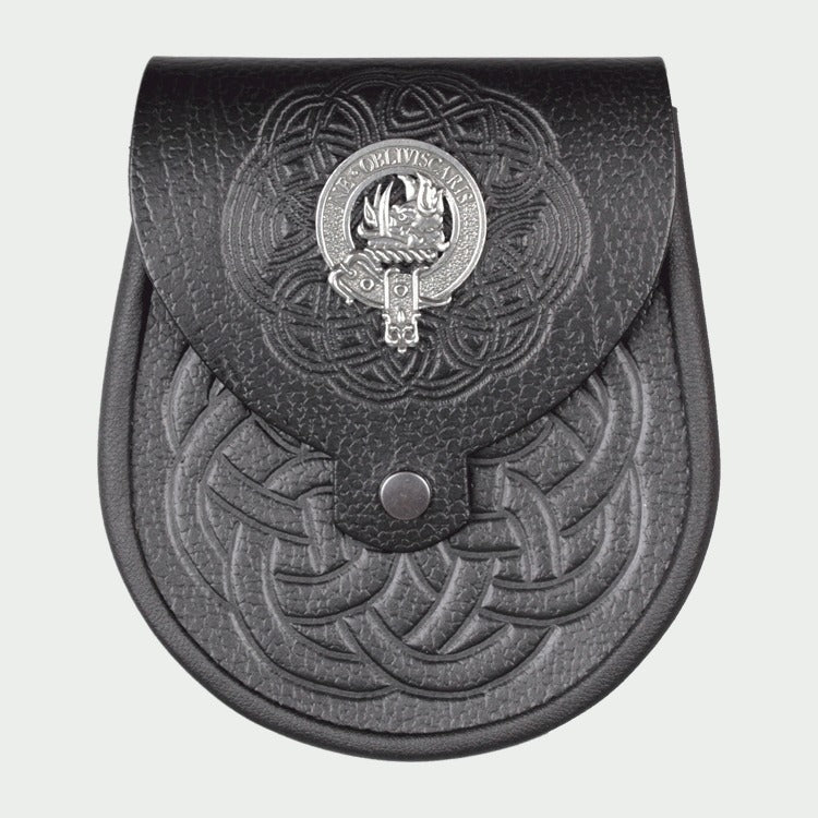 Clan Crest Celtic Embossed Leather Sporran image 0