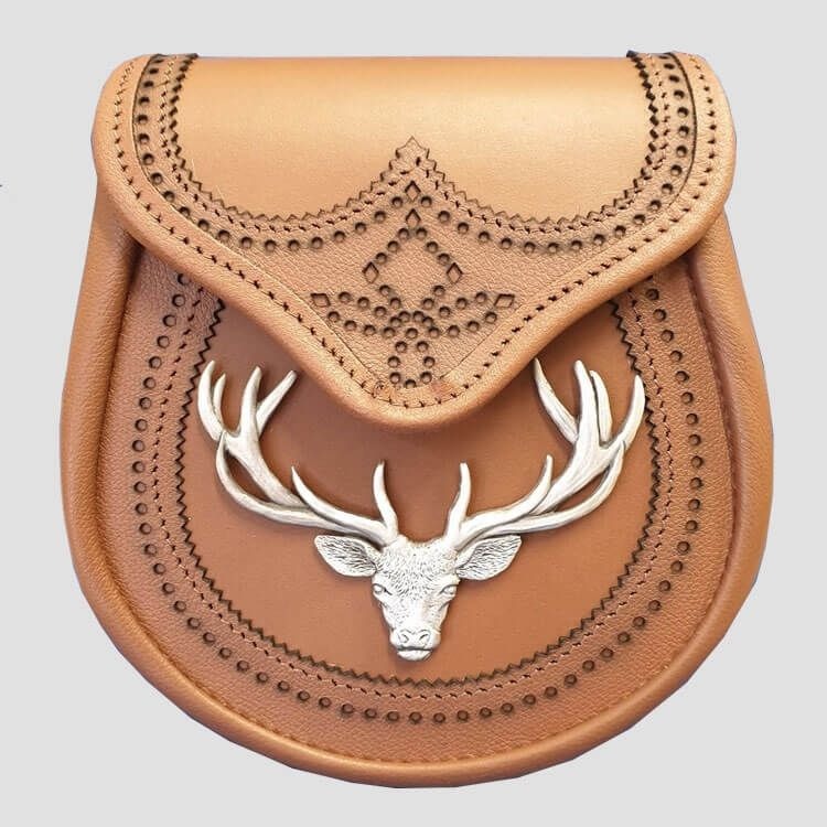 Brogued Tan Leather Sporran image 0