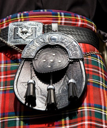 Black Leather Embossed Sporran image 0