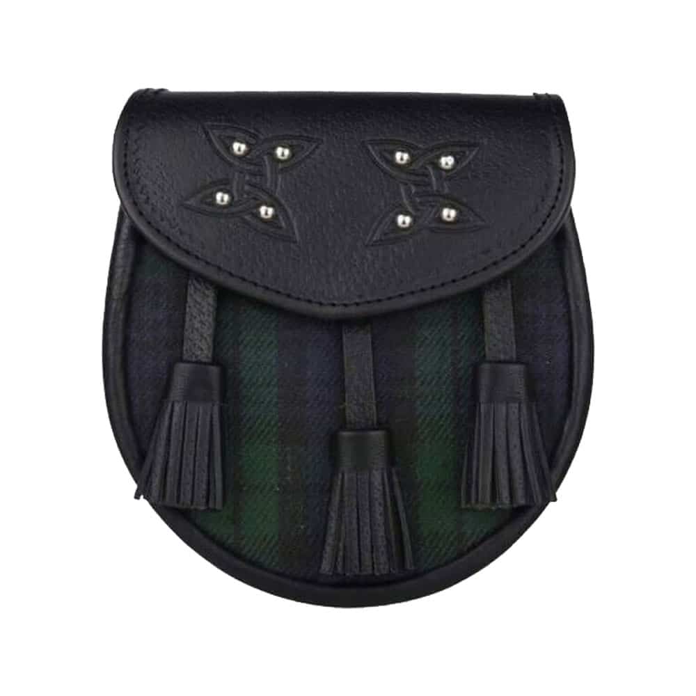 Genuine Leather with Black Watch Tartan Sporran image 0