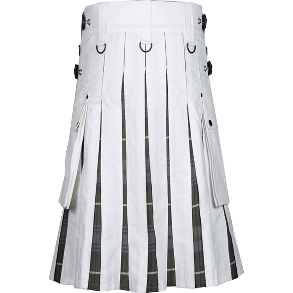 Men's White Cotton Hybrid Kilt image 1