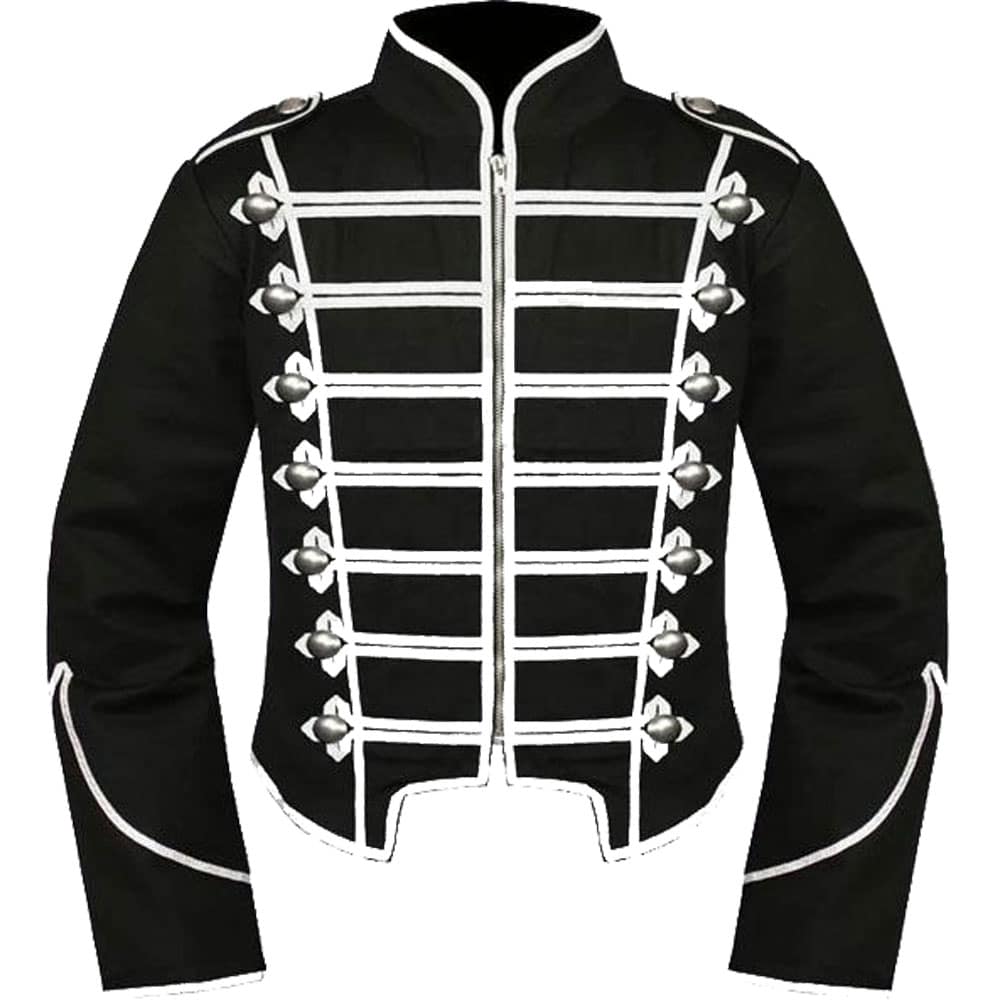 Mens Black Silver Military Drummer Jacket,Mens Gothic style military coat image 0