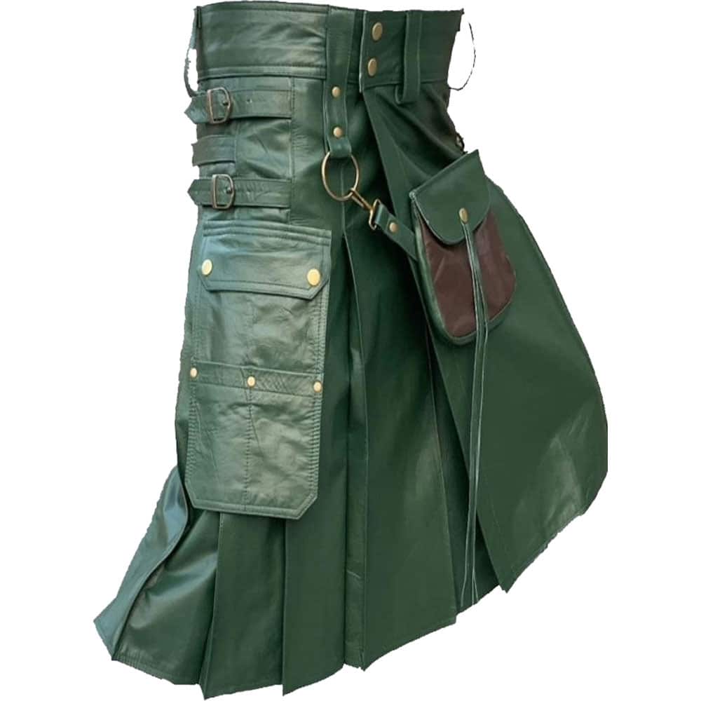 Green Leather Kilt With Sporran image 0