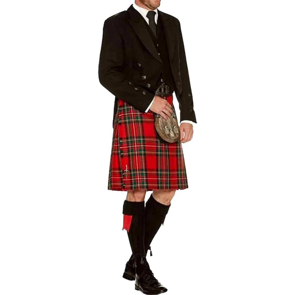 Royal Stewart Tartan Formal Prince Charlie Heavy Kilt Outfit image 0