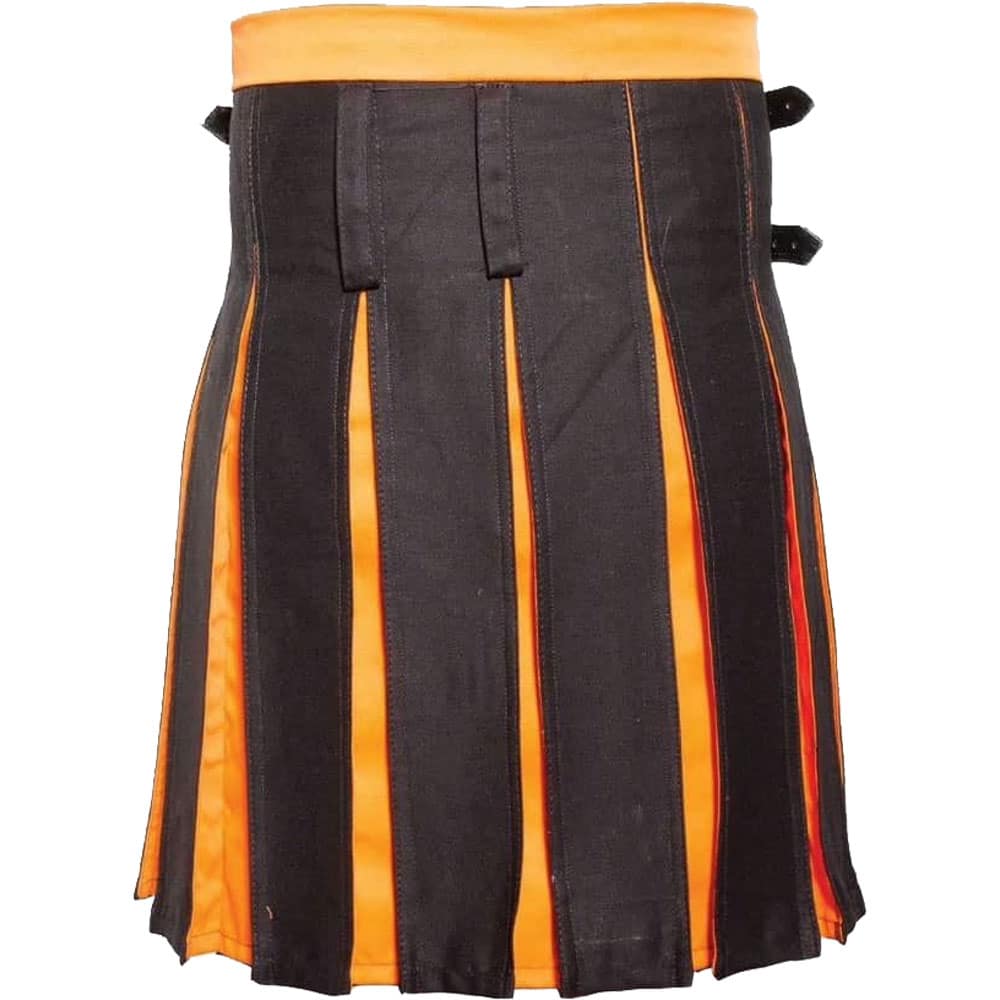 Box Pleated Modern Black And Orange Kilt image 1