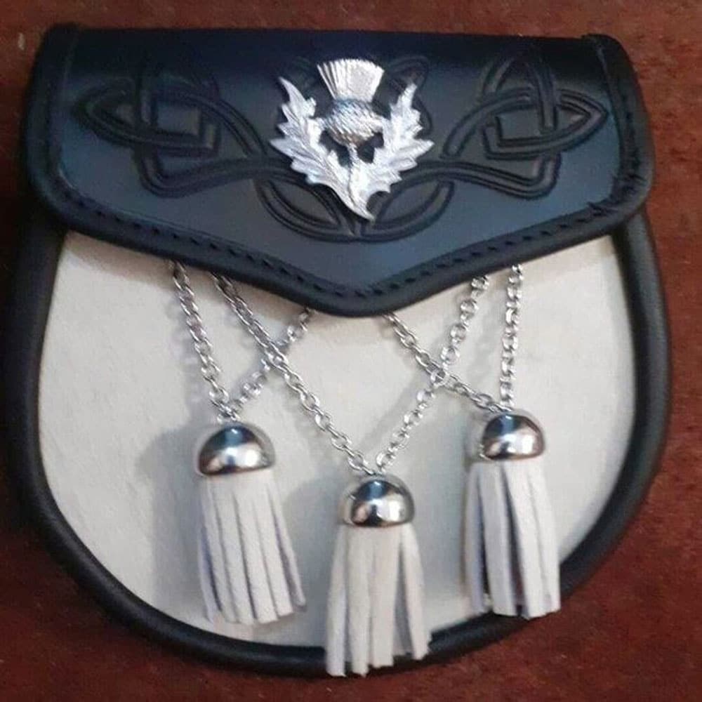 Black Leather Thistle Semi Dress Sporran image 0