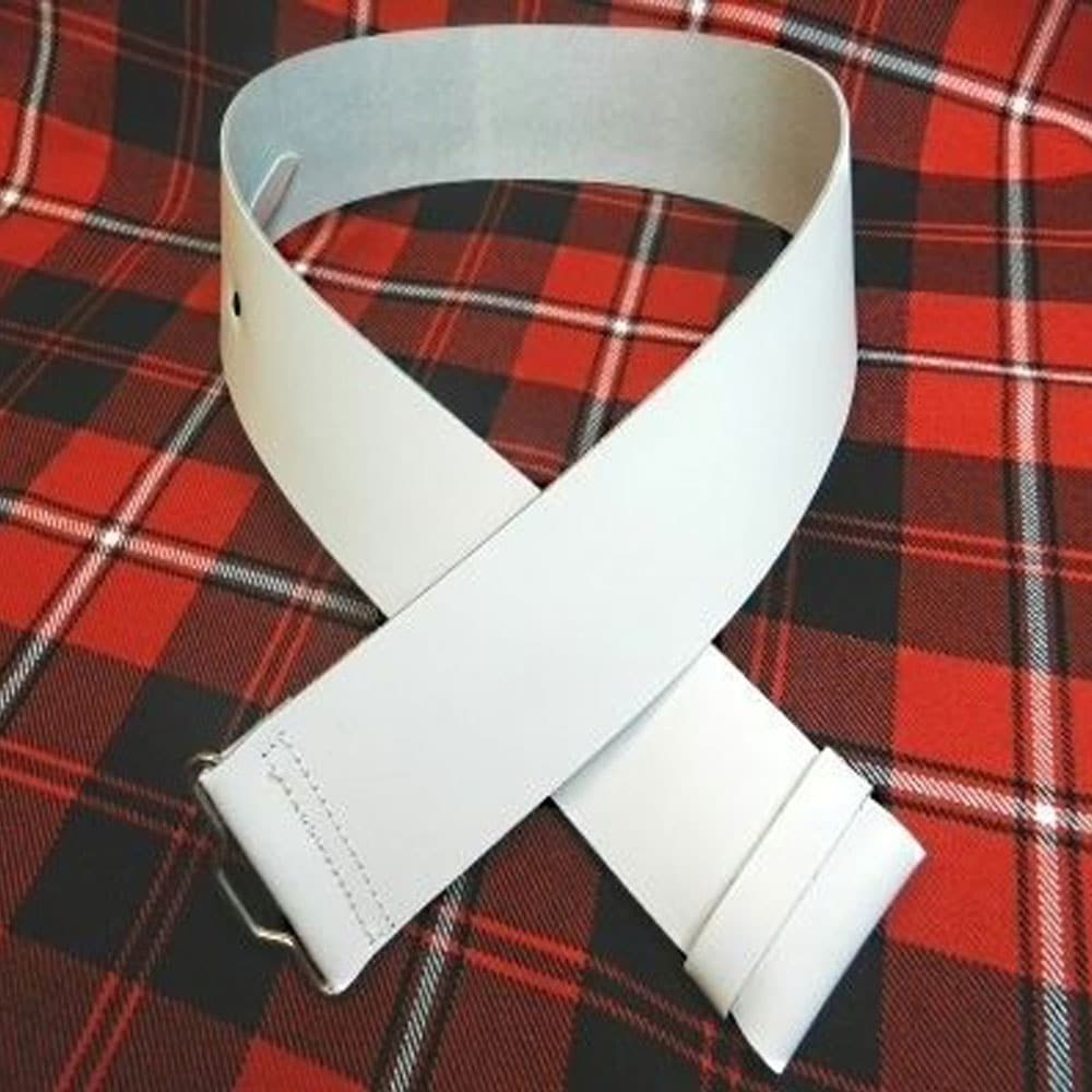 White Leather Kilt Belt image 0