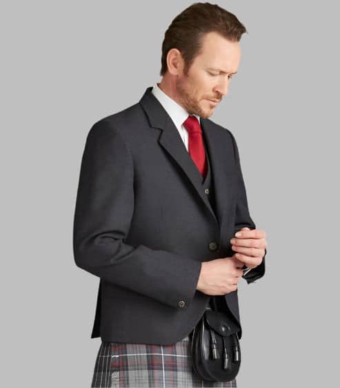 Charcoal Grey Tweed Jacket Kilt Outfit image 0