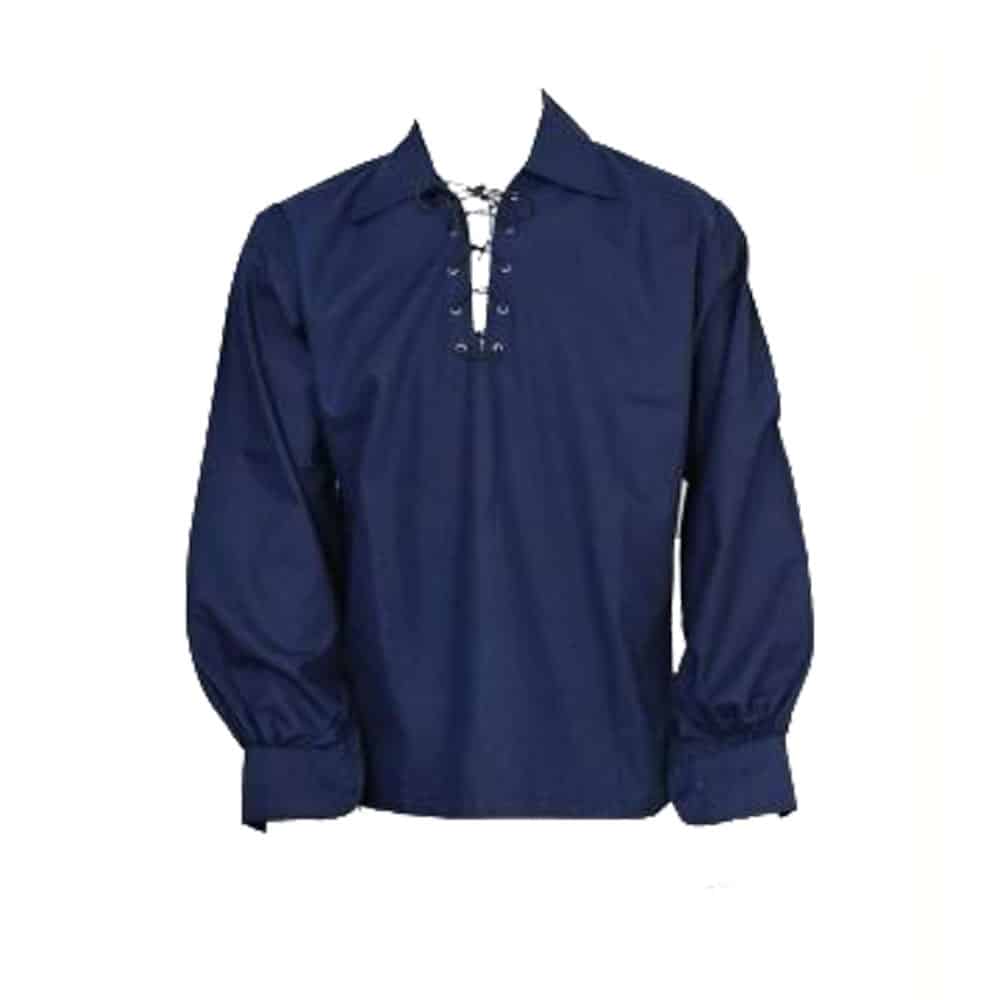 Navy Blue Scottish Mens Jacobean Ghillie Kilt Shirt image 0