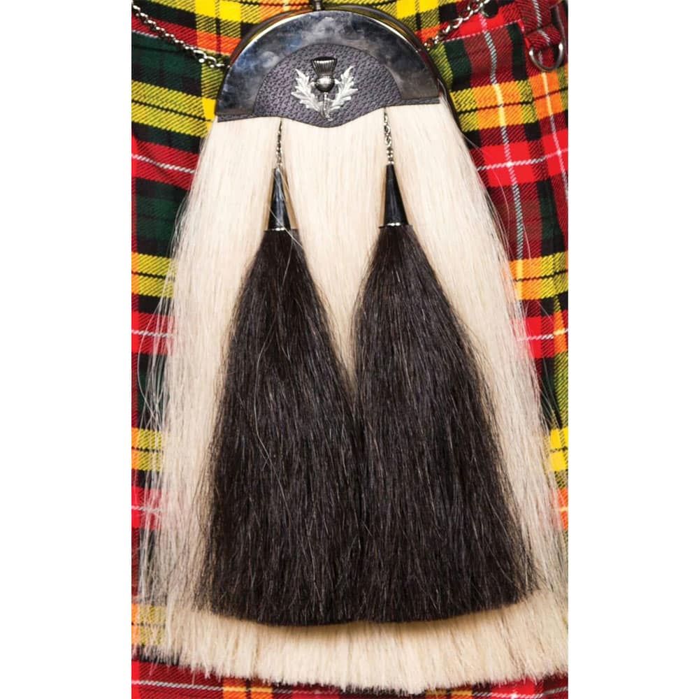 Leather Cantle Chrome Horse Hair Sporrans image 0