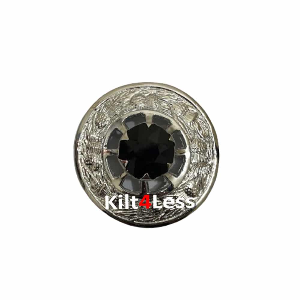 Scottish Fly Plaid Brooch Black Stone image 0